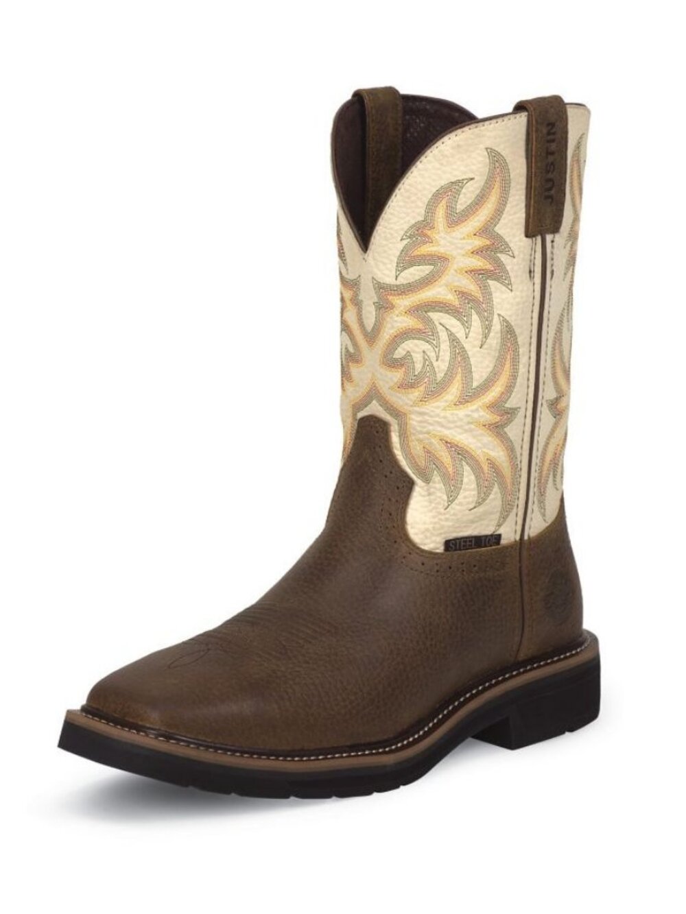 Justin Men's 11" Square Steel Toe Driller Boots Copper Water Buffalo SE4684